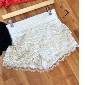 Cream Crochet shorts